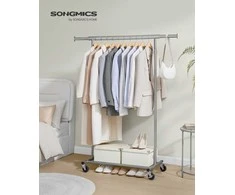 Songmics Drabužių stovas, 45.4x92-132x160 cm, pilkas