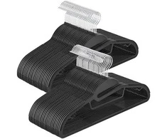 Songmics Plastikinė drabužių pakaba neslidi, taupanti vietą, juoda