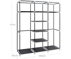 Songmics Didelė medžiaginė spinta 175 x 150 cm Pilka