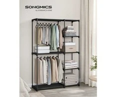 Songmics Atvira drabužių spinta su drabužių lentynomis 43 x 124 x 182 cm juoda