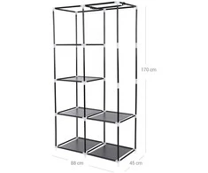 Songmics Audinys drabužių spinta 170 x 88 cm juoda