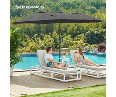 Songmics Dvigubas saulės skėtis, 460x270 cm, pilkas