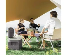 Kaitlentė Outsunny 30 litrų kompresorinis šaldytuvas, elektrinė šaldymo dėžė su LED ECO režimu, jungtimi, vėsinimo funkcija, šaldymo dėžė, termodėžė, mini šaldytuvas 12/230 V automobiliui, elektros lizdui, sunkvežimiui, stovyklavimui, juodas