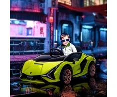HOMCOM Vaikiškas elektrinis automobilis, 12V vaikiška transporto priemonė su 2.4G nuotolinio valdymo pulteliu, MP3 USB, garso signalas, elektrinė transporto priemonė su LED žibintais, 5 taškų saugos diržas, 3-5 km/val., skirta 3-5 metų vaikams, žalias