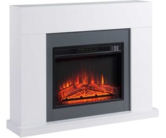 HOMCOM LED elektrinis židinys Stovintis židinys Krosnelė su liepsnos efektu 1800/2000W Vidaus šildymas Dekoratyvinis židinys MDF Baltas 113x26,6x87,5cm, suteikiantis jaukumo
