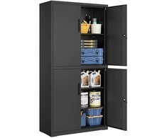 Songmics 4 durų ir 5 lygių 40 x 80 x 180 cm matinės juodos spalvos dokumentų spinta