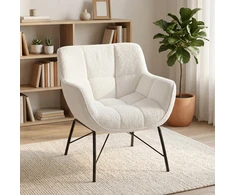Fotelis Aosom Lounge kėdė 69x68x78,5 cm kreminės baltos spalvos Sherpa-fleecės apmušalai