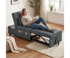 Fotelis Aosom Sofa-lova 65,5x104x81 cm Pilka Reguliuojama atlošo dalis