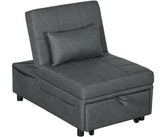 Fotelis Aosom Sofa-lova 65,5x104x81 cm Pilka Reguliuojama atlošo dalis