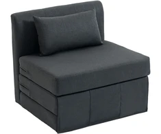 Fotelis Aosom Sofa-lova 80x203x74 cm Tamsiai pilka lininė medžiaga