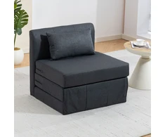 Fotelis Aosom Sofa-lova 80x203x74 cm Tamsiai pilka lininė medžiaga