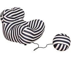 Fotelis Kėdė su pufu, Nua, 76x68x63 cm, 32x32x32 cm, Juoda ir Balta
