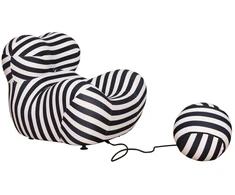 Fotelis Kėdė su pufu, Nua, 76x68x63 cm, 32x32x32 cm, Juoda ir Balta