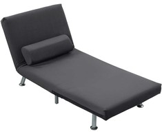 HOMCOM Miegamasis Fotelis, Sulankstomas Krėslas su Lova Funkcija, Nugaros Pagalvė, Sulankstomas Relaksacinis Krėslas Aksomo Išvaizdos, Reguliuojamas Atlošas, Atlaiko iki 150 kg, Skirtas Svetainei, Tamsiai Pilkas