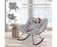 Fotelis Promotions Supamas krėslas, Didesnis Papasan, Metalinė konstrukcija, Juoda ir Pilka