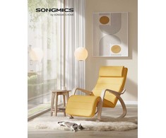 Fotelis Songmics Supamoji kėdė 121.5x67x84 cm Pastelinė geltona mediena