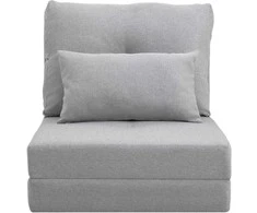 Fotelis HOMCOM 2-in-1 sulankstomas grindų krėslas-lova su reguliuojamu atlošu, grindų sofa su dekoratyvine pagalvėle, grindų sėdynės pagalvė svetainei, miegamajam, lino audinys, pilka spalva