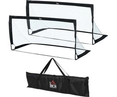 HOMCOM futbolo vartai 2 sulankstomų mini vartų rinkinys, pagaminti iš plieno ir tetrolono, juodos spalvos, 186x90x89 cm