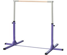 HOMCOM gimnastikos horizontalusis strypas, 13 pakopų reguliuojamo aukščio horizontalusis strypas, horizontalusis strypas pagamintas iš medžio ir tvirtos plieninės konstrukcijos, apkrova iki 75 kg, skirtas 3+ vaikams, skirtas patalpoms, lauke, violetinės spalvos