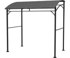 "Outsunny" grilio paviljonas 215 x 150 x 220 cm Vandeniui atsparus sodo paviljonas su lenktu stogu, sodo pavėsinė su kabliais, BBQ paviljonas, sodo palapinė, grilio palapinė, skirta sodo vakarėliui, piknikui, BBQ, tamsiai pilka