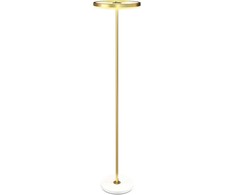 HOMCOM LED pastatomas šviestuvas, reguliuojamas, su 3 šviesos spalvomis, kojiniu jungikliu, metaliniu stovu, akriliniu gaubtu, miegamajam, biurui, aukso spalvos