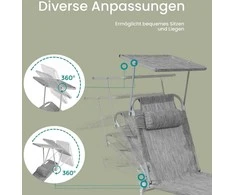 SONGMICS saulės gultas, sulankstomas gultas, 53 x 193 x 29 cm