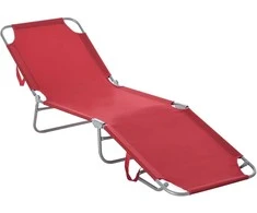 "Outsunny" sulankstomas sodo gultas, 5 padėčių reguliuojamo atlošo gultas, oro sąlygoms atsparus kempingo gultas, sodo gultas, kurio keliamoji galia iki 120 kg, skirtas atostogoms sode, lauko paplūdimiui, baseinui, vyno raudonos spalvos