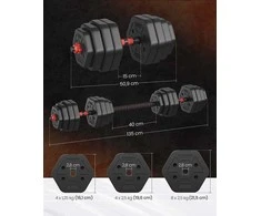 SONGMICS hantelių rinkinys su jungiamąja strypu 40 kg, juodas kaip rašalas