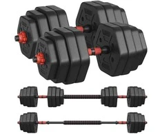 SONGMICS hantelių rinkinys su jungiamąja strypu 40 kg, juodas kaip rašalas