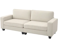 HOMCOM 3 vietų sofa, svetainės sofa su porankiais ir nugaros pagalvėmis, velveto apmušalas, spyruoklinis blokas, 227 x 84 x 87 cm, kreminė balta