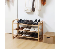 HOMCOM batų lentyna batų stovas su 3 pakopomis ir rankena iki 9 porų batų batų organizatorius bambukas 76 x 33 x 51 cm natūrali