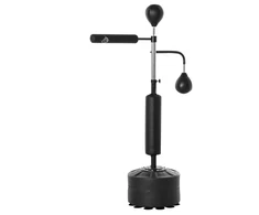 HOMCOM bokso stovas su 2 greičio kamuoliais, refleksiniu strypu ir siurbtuko pagrindu, reguliuojamo aukščio 160-230 cm, juodas
