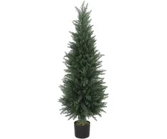 HOMCOM Dirbtinis kiparisas didelis 120 cm, dirbtinis augalas vazone, atsparus UV spinduliams, tikroviškai atrodantis, dekoracija svetainei, miegamajam, biurui, balkonui