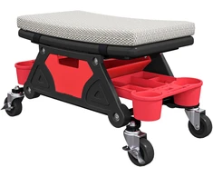 HOMCOM dirbtuvių taburetė su ratukais, lentyna ir stalčiumi, 35 cm aukščio, mobilus sėdynė iki 135 kg, pilka