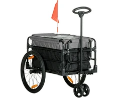 HOMCOM 2-in-1 dviračio priekaba krovininė priekaba transportavimo vežimėlis dviračiui su 20 colių pneumatiniais ratais 40 kg keliamosios galios 130 x 64 x 64/103 cm