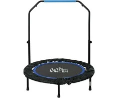 Homcom SPORTNOW 102 cm fitneso batutas, sulankstomas mini batutas su 4 kryptimis reguliuojamo aukščio rankena, LCD monitorius, fitneso šokdynė suaugusiems, vaikams, iki 100 kg
