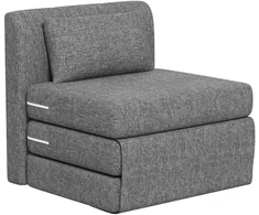 HOMCOM 2-in-1 sulankstomas grindų fotelis, sofos lova su lino audinio išvaizda, paminkštinta grindų kėdė, atlaikanti iki 240 kg, svetainei, miegamajam, pilka