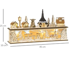 Homcom Kalėdinė dekoracija Snieguotas kalėdinis kaimas su 10 šviesos diodų 45 x 10 x 25 cm