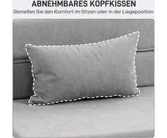 HOMCOM 3-in-1 išskleidžiamas fotelis-lova, sulankstoma sofa-lova su miegojimo funkcija, juosmens pagalvė, flanelinės išvaizdos poilsio fotelis, šezlongas svetainei, šviesiai pilkas