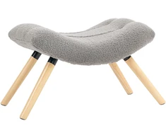HOMCOM sėdima taburetė, kojų atrama su berberų vilnos audiniu, paminkštinta taburetė iki 120 kg, svetainei, miegamajam, 67 x 45 x 38 cm, šviesiai pilka