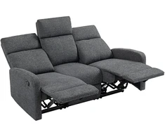 Fotelis HOMCOM 3 vietų sofa, individualiai reguliuojamos nugaros atramos, kojų atramos, audinio apmušalai, metalas, pilka