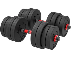 HOMCOM 2-in-1 hantelių rinkinys 30 kg, reguliuojami rankiniai hanteliai ir štanga, profesionalūs svarmenys jėgos treniruotėms ir sunkiaatletikai namų sporto salėje