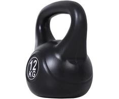 HOMCOM virdulinis svarmuo (kettlebell) 12 kg, smėliu užpildytas svarmuo pradedantiesiems, juodas