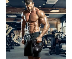 HOMCOM virdulinis svarmuo (kettlebell) 12 kg, smėliu užpildytas svarmuo pradedantiesiems, juodas