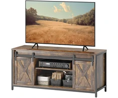 TV staliukas HOMCOM TV spintelė, televizoriaus staliukas iki 60 colių televizoriams, televizoriaus stovas su 2 spintelėmis ir 2 lentynomis, televizoriaus spintelė svetainei, 120 x 40 x 54 cm, ruda