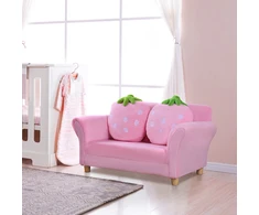 Vaikiška sofa HOMCOM „Braškė“ – patogi sofa ir fotelis vaiko kambariui, minkšta dvivietė sofa, vienvietė sofa, vaikiška kėdė
