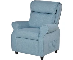 Vaikiška sofa HOMCOM, vaikiška kėdutė su reguliuojama atlošimo funkcija ir pakoja, mėlyna, 3–5 metų vaikams, 58x53x70 cm