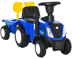 HOMCOM vaikiškas traktorius stumdukas NEW HOLLAND su garsiniu signalu, mėlynas