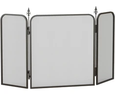 HOMCOM Židinio grotelės, sulankstomos židinio grotelės su 3 skydeliais, gyvenamojo kambario, miegamojo apsaugos nuo kibirkščių grotelės, metalinės, 96 x 56 cm, juodos spalvos