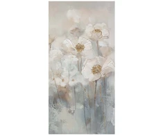 Home4You Tapyba aliejiniais dažais 60x120cm, baltos gėlės